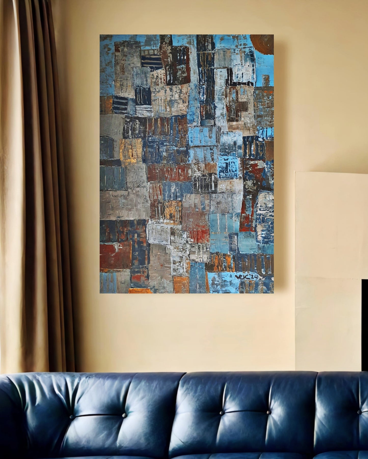 Rustic Geometric Abstract Original Painting THE URBAN SIDE By Vercmagnus