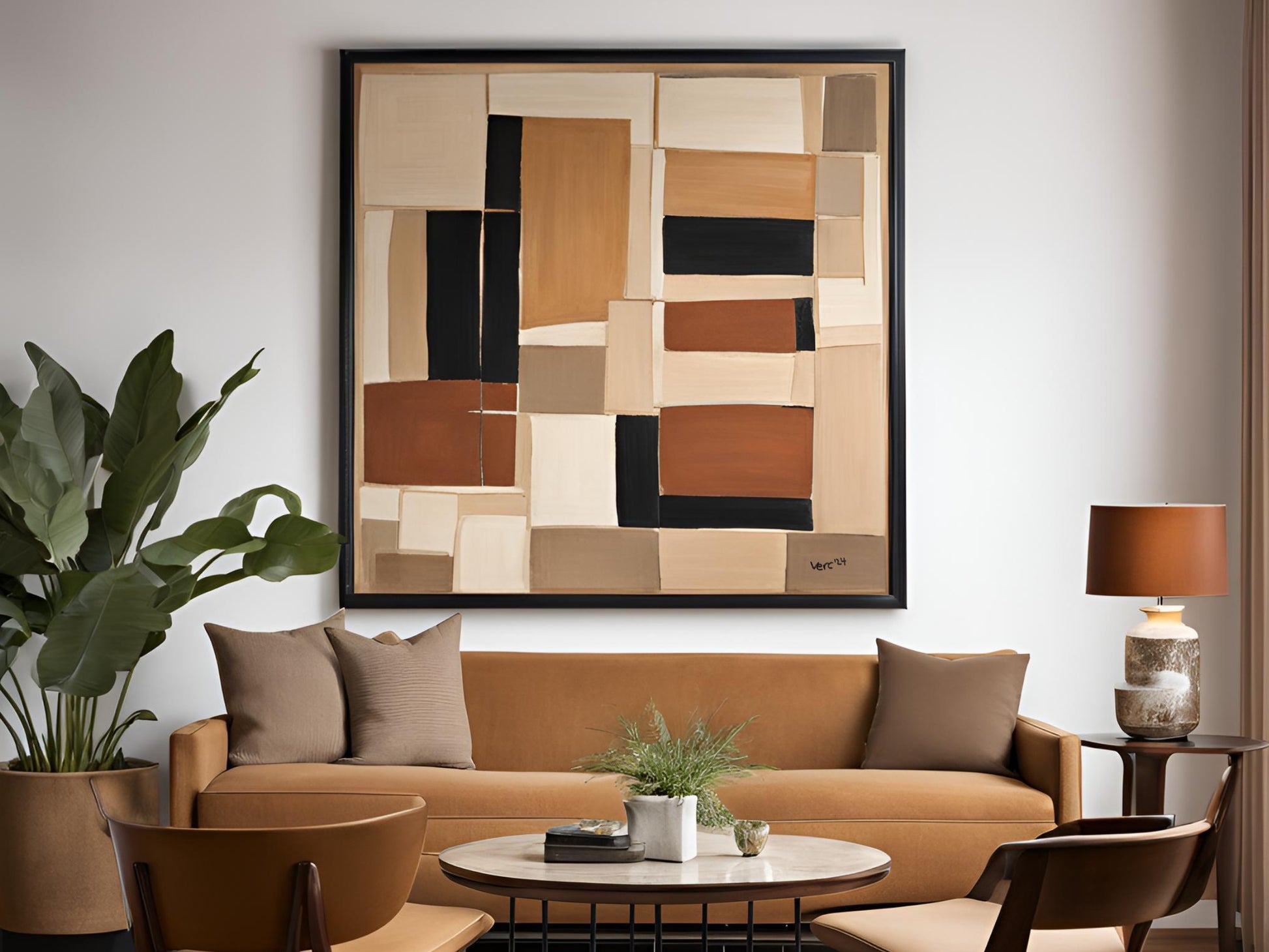 Vercmagnus Midcentury Geometric Canvas Gallery Wrap Wall Art Print