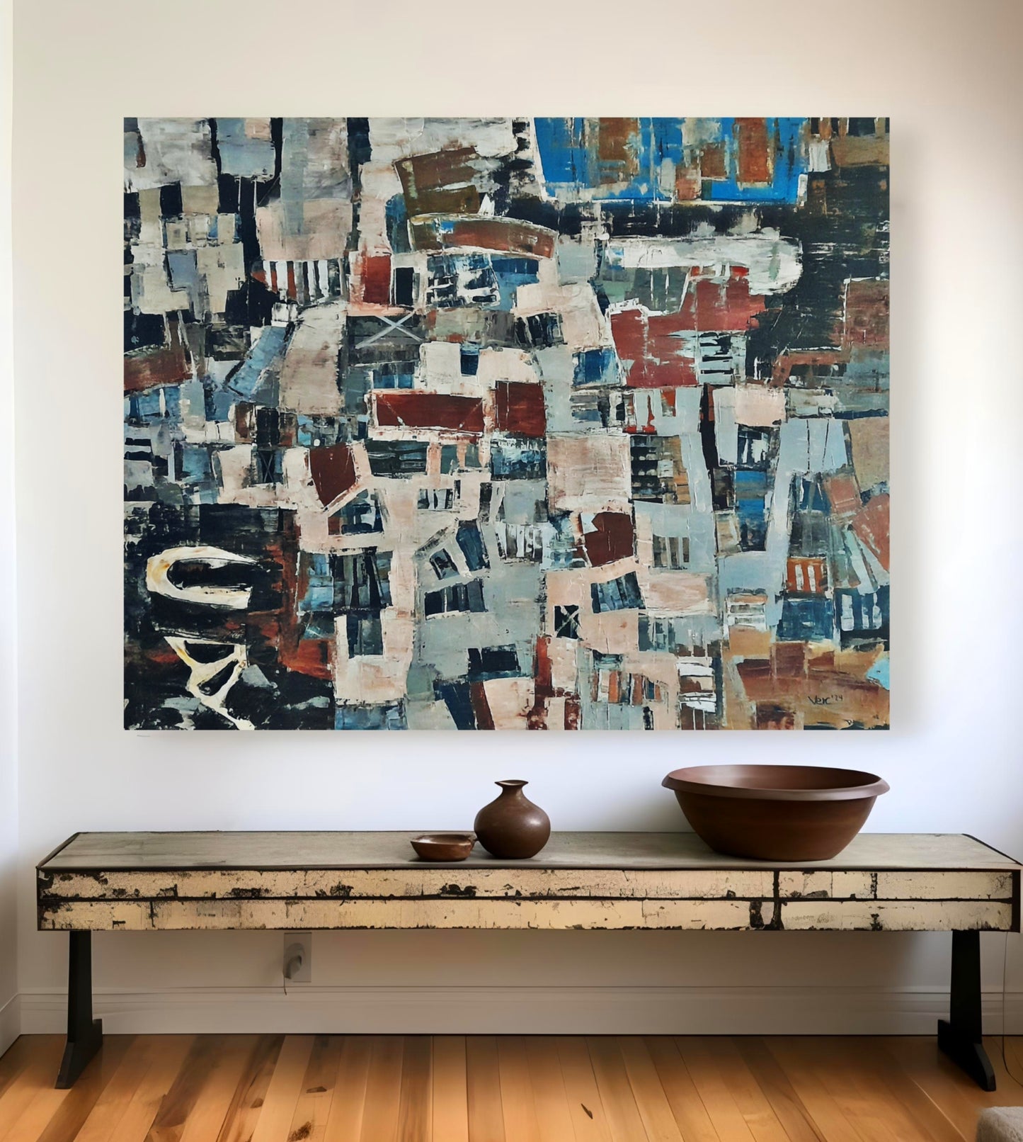 Large Wall Art - Original Painting "Bird's Eye View" By Vercmagnus