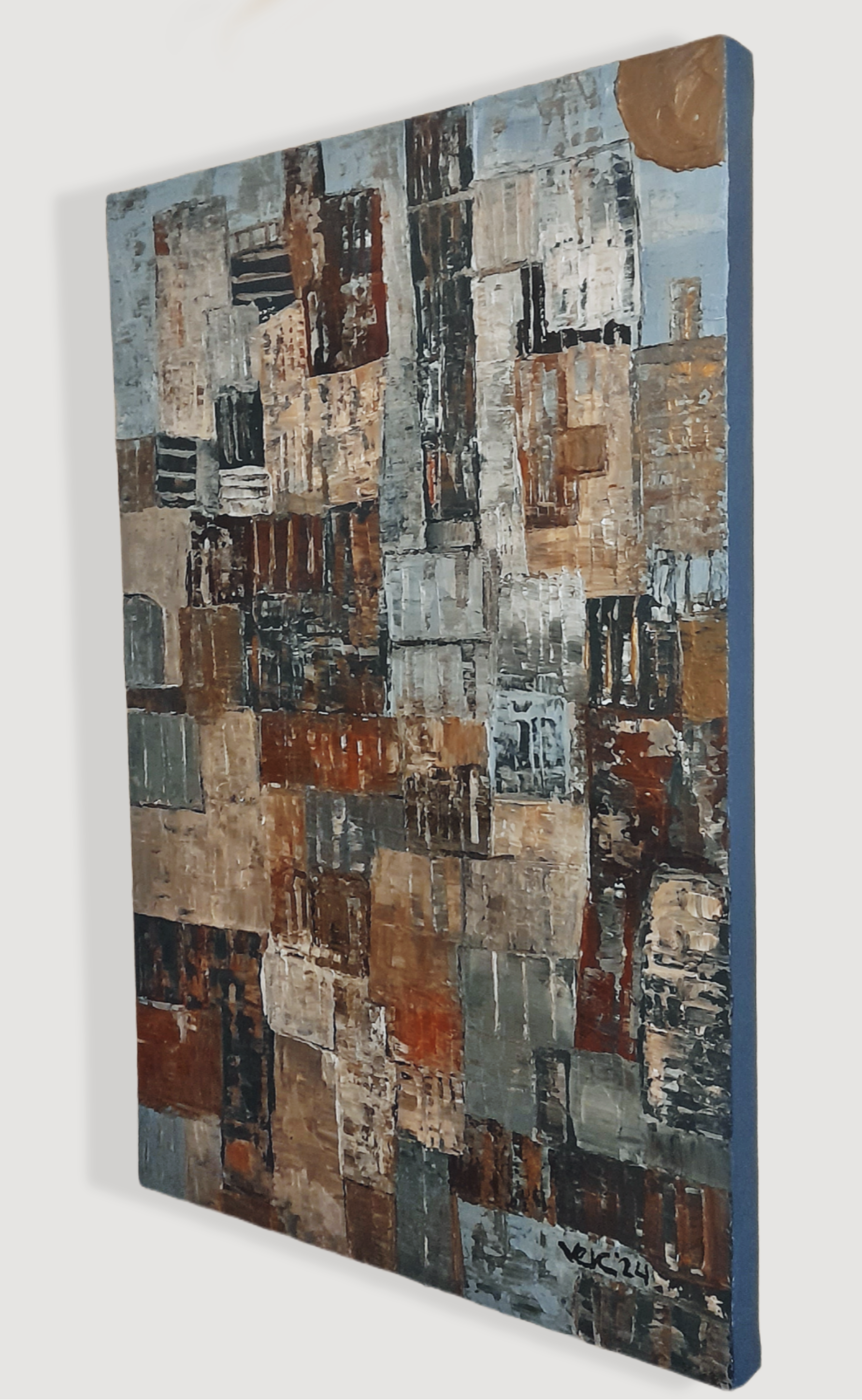 Rustic Geometric Abstract Original Painting THE URBAN SIDE By Vercmagnus