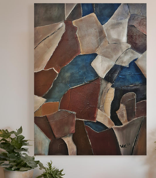 Geometric Abstract Wall Art Original Painting STITCHED By Vercmagnus